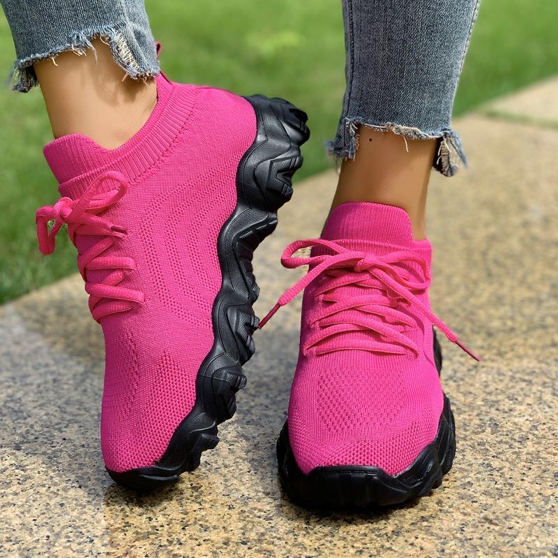 Fashion 2025 New Sexy Breathable Mesh Sneakers Women Autumn Round Toe Soft Thick Bottom Sports Shoes Light Weight Running Shoes