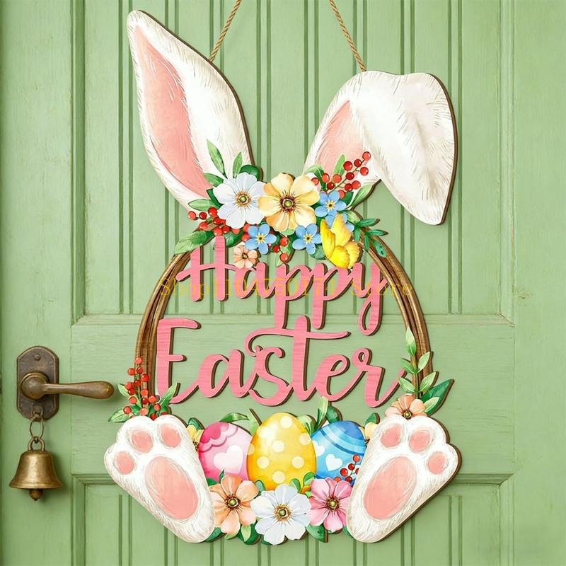 Convenient Wooden Rabbit Hanging Ornament Easy to Place for Easter Decoration top sale