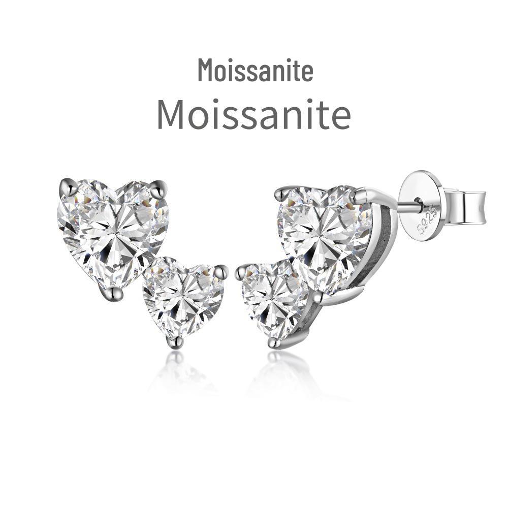 

Heart-Shaped Moissanite Stud Earrings, S925 Sterling Silver, Fashionable and Personalized Accessories for Women 925 Silver