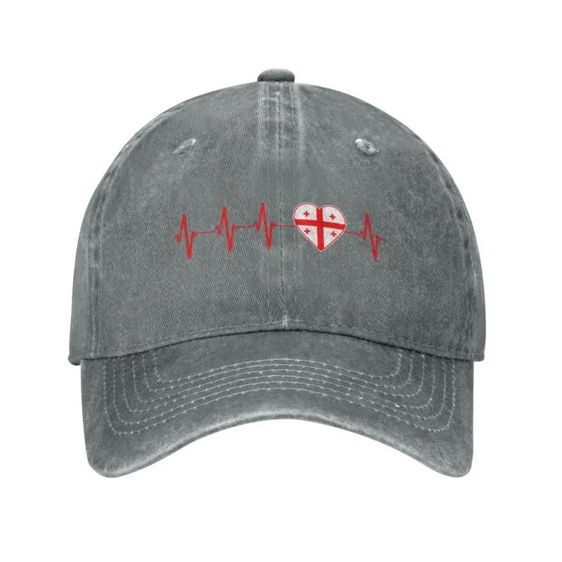 Cotton Georgian Heartbeat I Love Country Flag Georgia Heart Family Baseball Cap Sun Protection Women Georgia Flag Dad Hat Spring