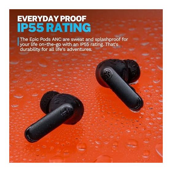 JLab Epic Pods ANCWireless Earphones Bluetooth Noise Canceling Up To 60 Hours Long Battery Stem Type Design IP55 Dustproof Waterproof 2 Types of