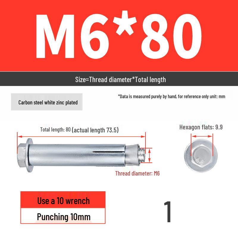 Galvanized External Hex Internal Expansion Bolt Set - M6/M8/M10/M12