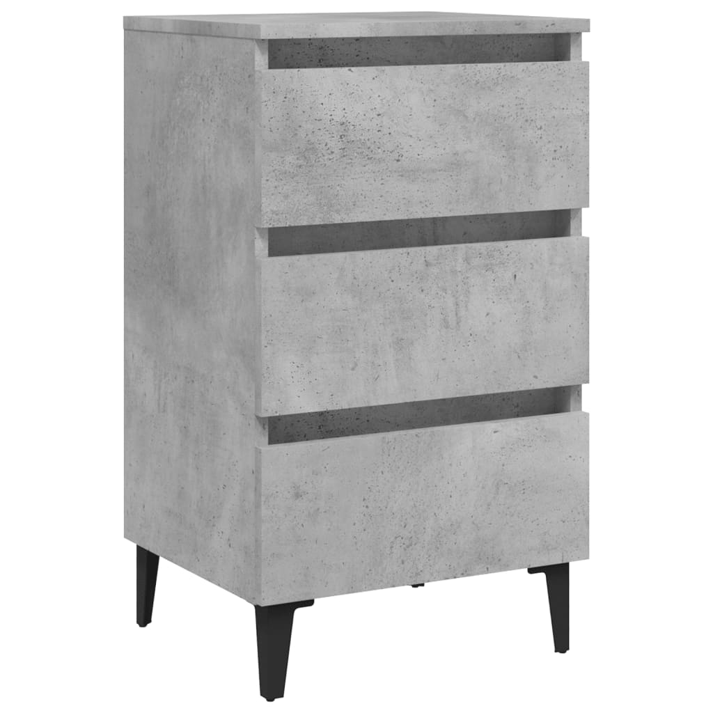 Nightstand with Metal Legs Concrete Grey 40 X 35 X 69 Cm