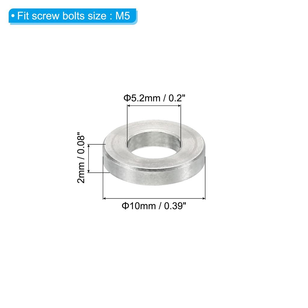 PATIKIL M5 Stainless Steel Spacer 5.2mm ID X 10mm OD X 2mm Long for