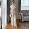 Pre-Sale 2868 Plus Size Women's Korean Style Short Sleeve & Wide Leg Pants Two-Piece Set