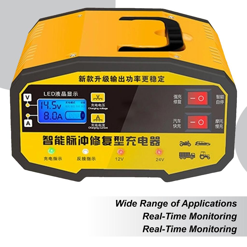 Battery Charger 12V 24V Battery Charger For Car Digital Pulse Repair Maintainer For Automotive Truck SUV Sedan Motorcycle