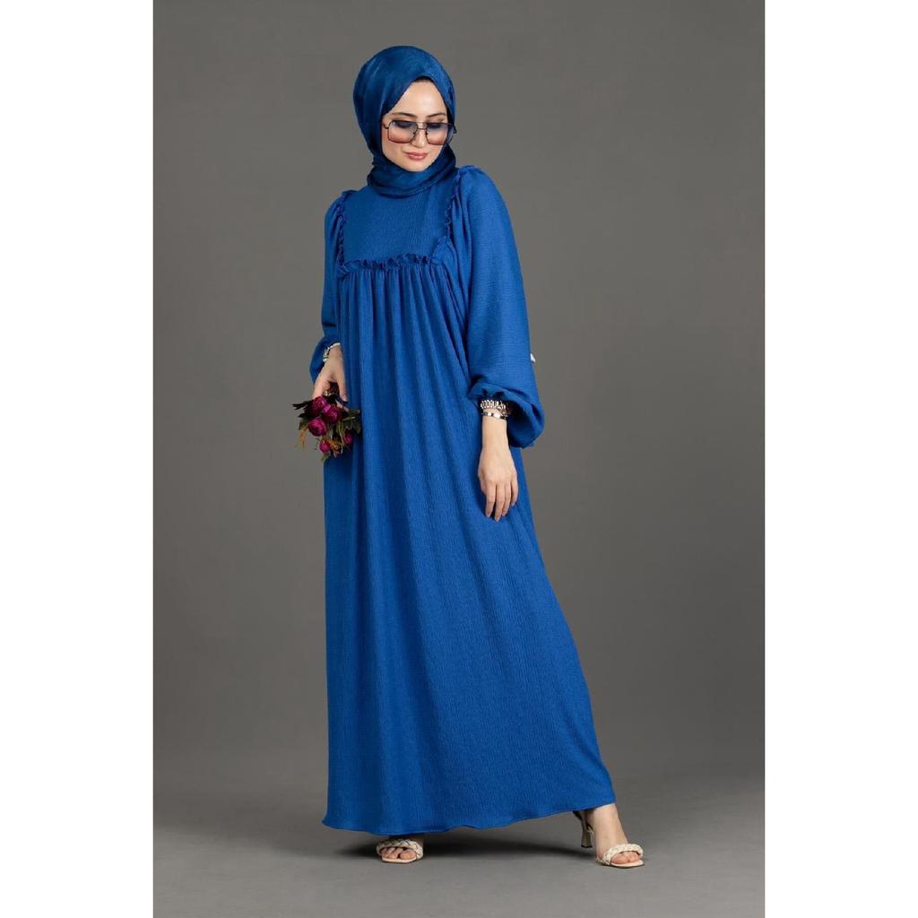 Ruffled Robe Wrap Dress-black