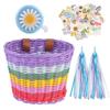 Children's Retro Rattan Bike Basket with Bell, Stickers, and Handlebar Tassels - Bicycle Accessories
