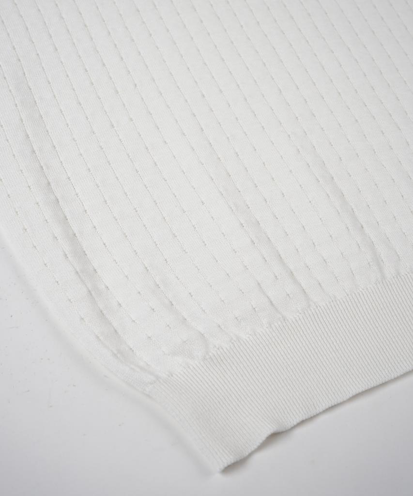 BIRBANTE Summer Washable Henley Neck Knit - Ivory