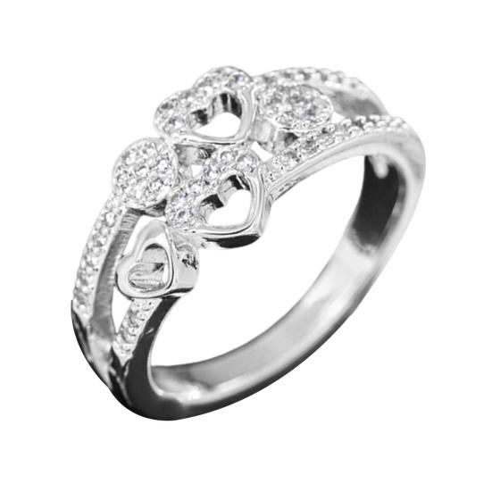 Yousheng Hollow Love Heart Ring Women Rhinestone Statement Ring Sparkling Engagement Promise Ring Wedding Band Valentine's Day Gift for Her