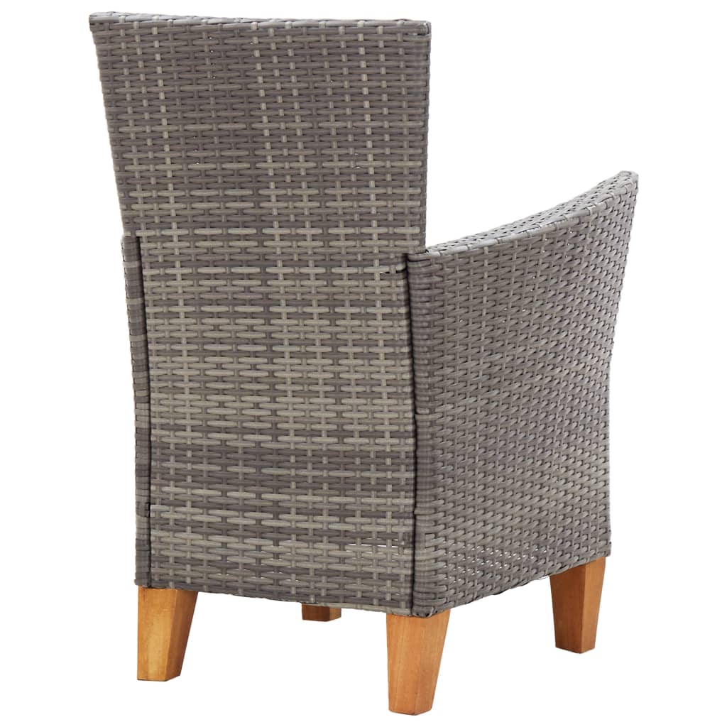 Garden Chairs 2 pcs with Cushions Grey Poly Rattan