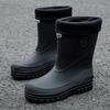 Fashion Men's Water Shoes Winter Wear Non-slip Work Rain Boots New Warm Bundle Middle Tube Rain Shoes Men