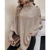 Damen S Herbst Winter Gestrickter Umlegekragen Fledermausärmel Umhang Pullover