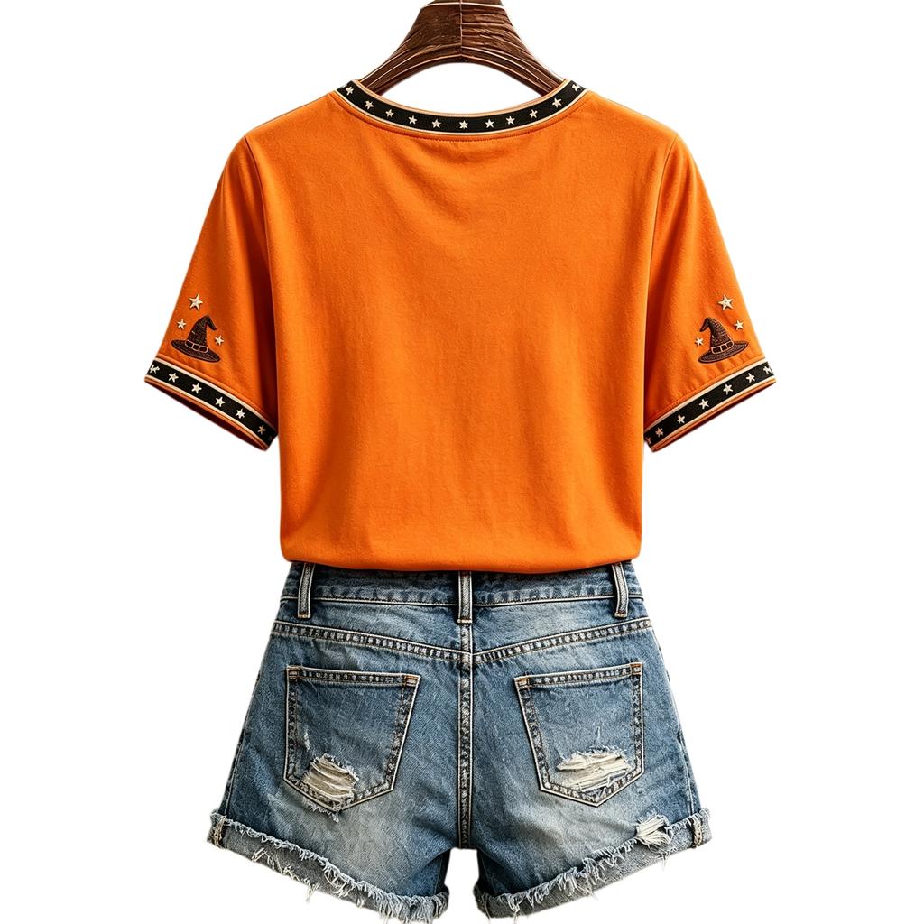 Women's Casual Halloween Print Short Sleeve T-Shirt
