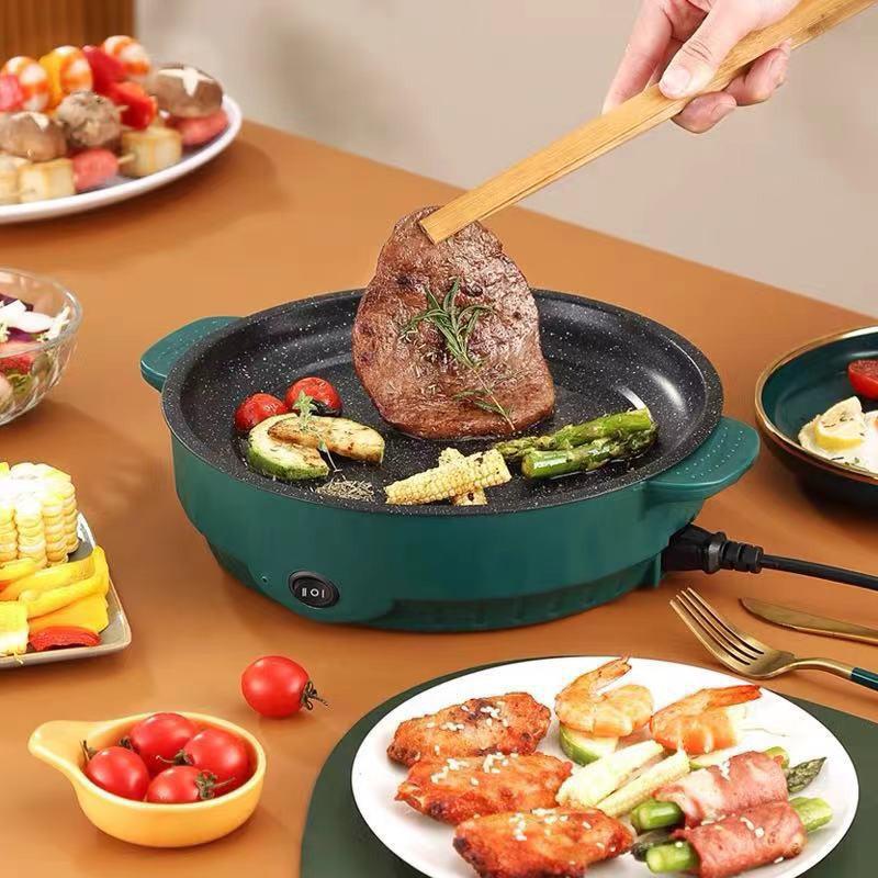 Küçük Elektrikli tava ev barbekü tavası yapışmaz çok işlevli tava Barbekü partisi Kore Tava Kızarmış krep Izgara Elektrikli Pişirme