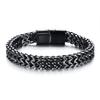 Vnox Stylish Men's Chain Bracelets,Stainless Steel 6.5MM-12.5MM Two-strand Wheat Link Wristband, Rock Punk Biker Male Jewelry
