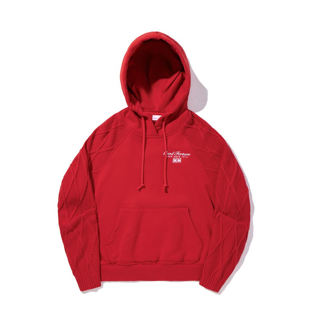 Li Ning X MEDM Collaboration Daily Prosperity Series Patchwork Hooded Comfortable Breathable Versatile Loose Sweatshirt Women Sweatshirt AWDV768-3