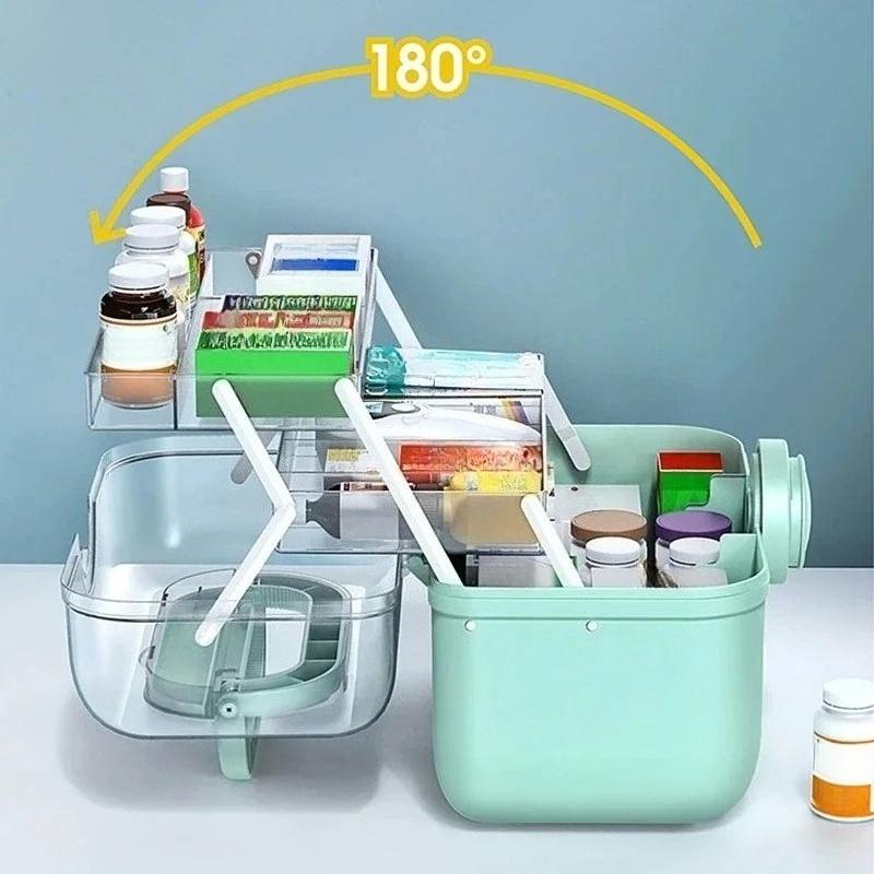 Large Capacity Multi-layer Medicine Storage Box, Household Medicine Storage Box, Portable First Aid Kit, Detachable Medicine Box