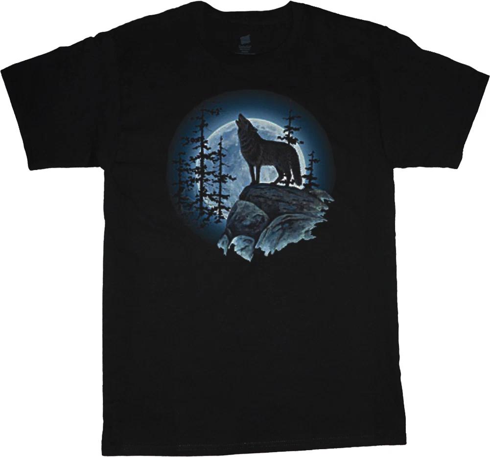 Wolf t-shirt for men lone wolf howling at the moon shirt wolves wolf tshirt mens L
