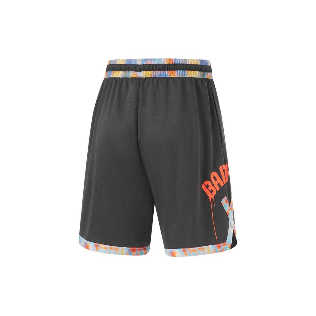 Li-Ning Color Block Letter Mid-Waist Drawstring Straight Sports Shorts Men Bottoms Obsidian-Gray AAPU111-2