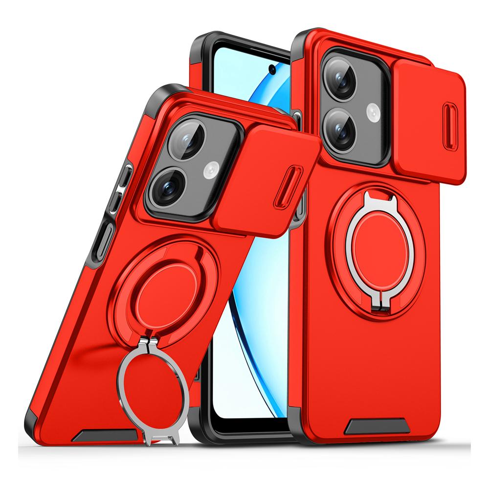 KEYSION 360° Ring Stand Phone Case for OPPO A3 A3X 5G A5i Slide Camera Protection Magnetic Shockproof Cover for OPPO A40 A40m