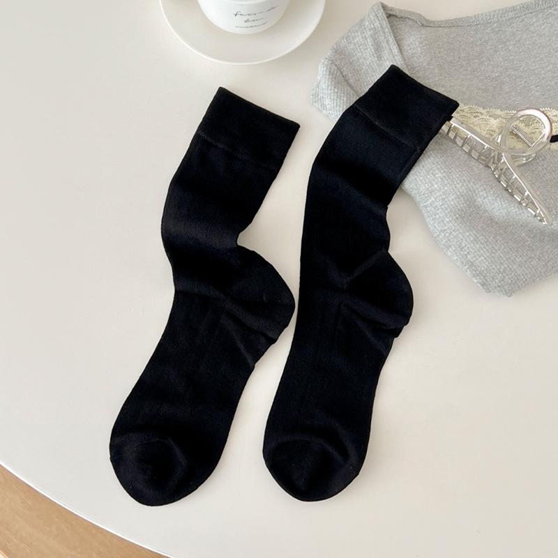 Solid Color Socks Women Bamboo Fiber Thin Breathable Summer Elastic Long Socks Korean Fashion Streetwear Black White Gray Socks