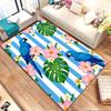 Blue Parrots and Tropical Blooms Patterned Carpet, Non Slip Mat Suitable for Living Room and Bedroom Sofas