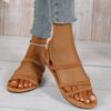 Summer New Korean Style Sandals with Thin Strap, Low Heel and Square Heel Comfortable and Versatile Women's Sandals with Two Straps for Students