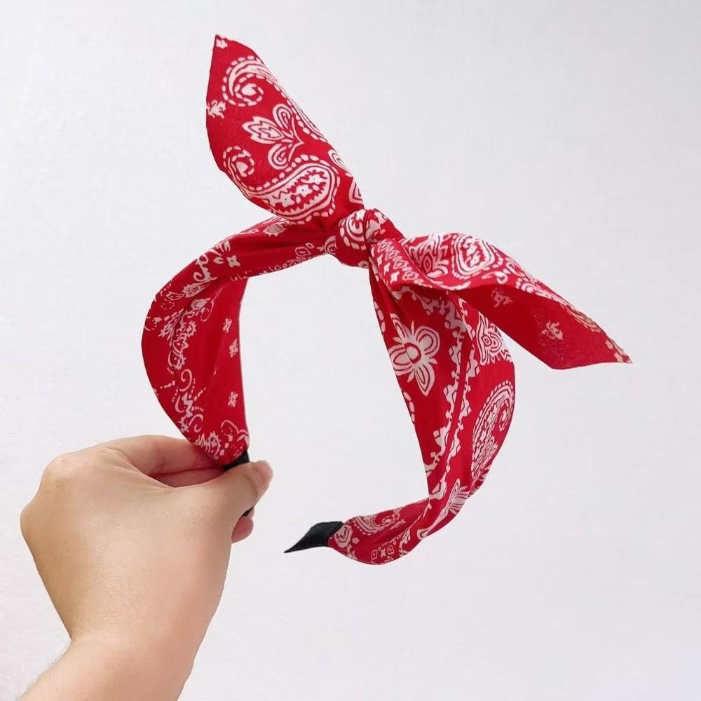 Bow Knot Women's Wide Headband Printed Hair Hoop Headwear Trendy Retro Polka Dot Hairband  Girls