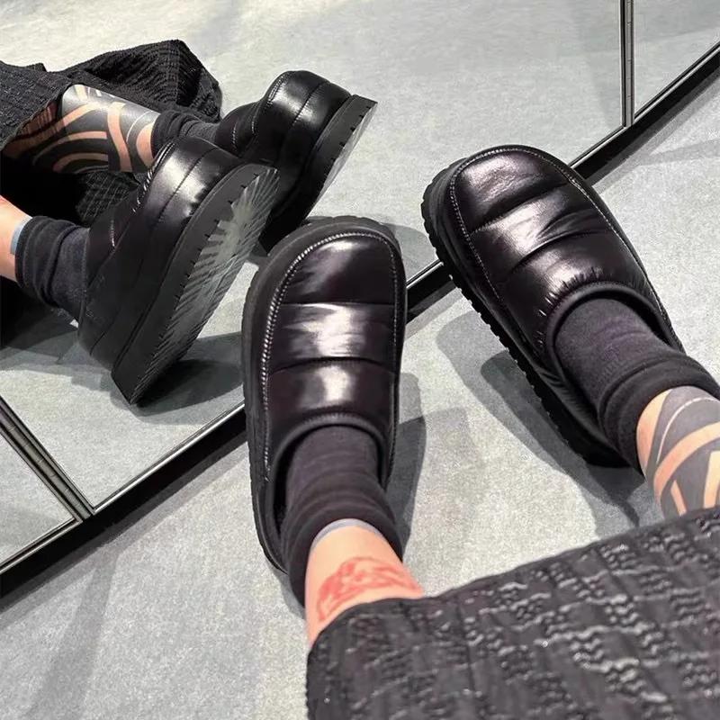 Fashion New autumn and winter snow boots bread height increase thick soles outdoor lazy slippers closed toe shoes half package