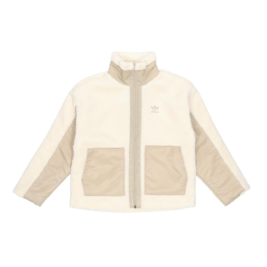 Adidas Originals Sherpa Color Block Stand Collar Fleece Sports Jacket Women Jacket Off-White HC6603
