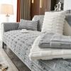 Black Plush Sofa Cushion Thick  Warm Sofa Cover Throw Pillowcase Living Room Winter Universal Seat Cushion Anti Slip Cover Cloth Slipcover Cushion