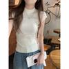 women mock neck knit top mesh panel cap sleeve ribbed fitted casual sweater