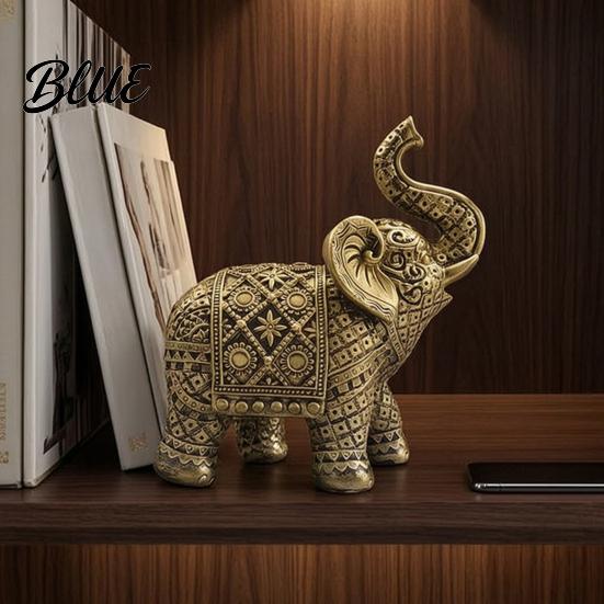 Wealth Prosperity Gift Elephant Figurine Luck Charm Sculpture Versatile Indoor Outdoor Decor for Statue Car Tabletop Entryway Living Room