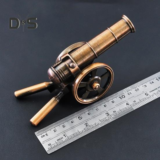 Mini Alloy Cannon Figurine Realistic Miniature Artillery Launcher Model Statue Sculpture Collection Toy Home Office Desktop Decoration Ornament