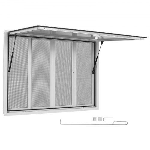 VEVOR Concession Window 1220x915mm Aluminum Alloy Frame Service Window, for Food Truck, Up to 85 Degrees Stand Serving w/ 4 Sliding Screen Windows