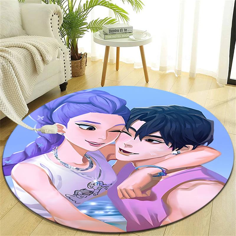 1pc KPop Demon Hunters19 Design Printed Area Round Carpet for Bedroom Living Room Home Decor Rugs Mat Non Slip Mat Rug for Bedside