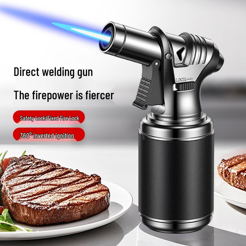 Large-Capacity Windproof Metal Torch: Direct Flame Outdoor BBQ and Kitchen Lighter