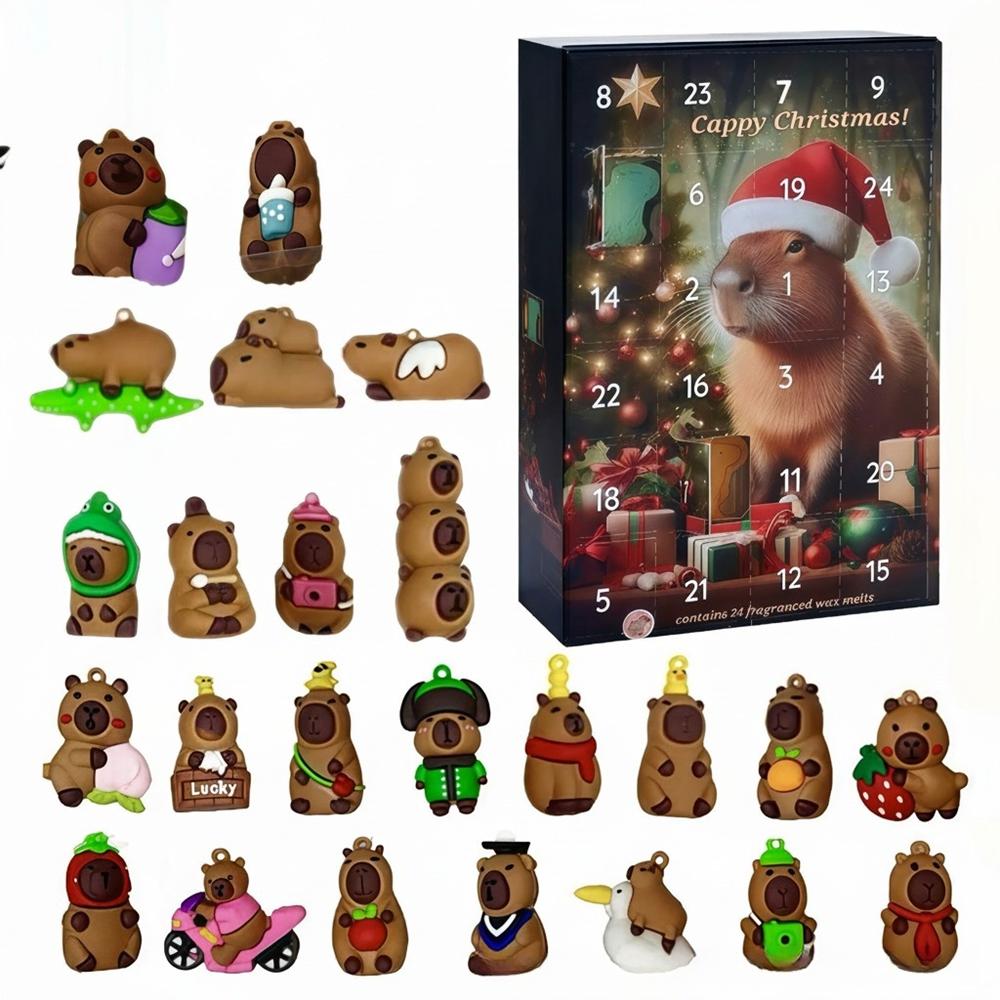 

New Capybara Christmas Countdown Calendar Advent Calendar with Miniature Dolls for Kids Home Desk Shelf Decor Holiday Party Gift