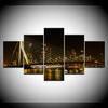 Canvas Painting City Night View and Bridge 5 Pieces Wall Art Painting Modular Wallpapers Poster Print for Living Room Home Decor