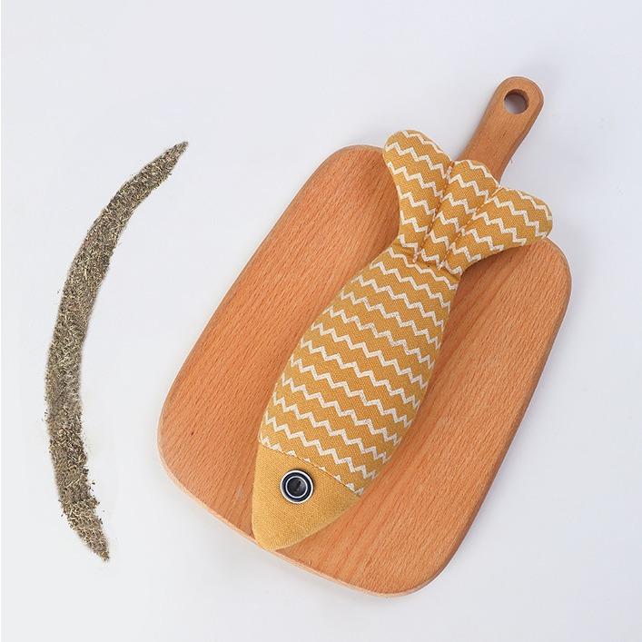 Mint Fish Plush Cat Toy Fish Teasing Cat Simulation Fish Bite Mint Fish Pillow Cat Grass Cat Snack Cat Toy Teeth Grinding Toys