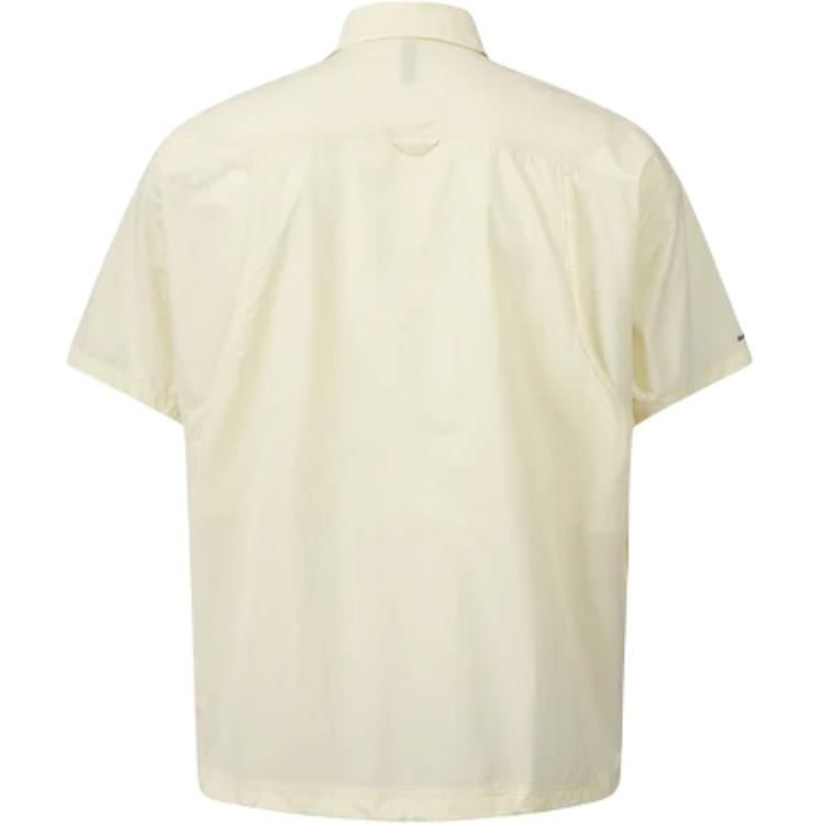 SALOMON Solid Color Polo Button Short Sleeve Shirt Men Shirts Beige C28139