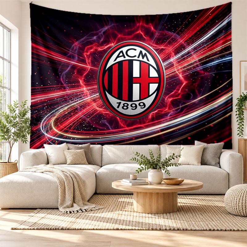 AC Milan Wall Tapestry, Soft Fabric Wall Hanging, Decorative Backdrop For Bedroom Home Wall Art