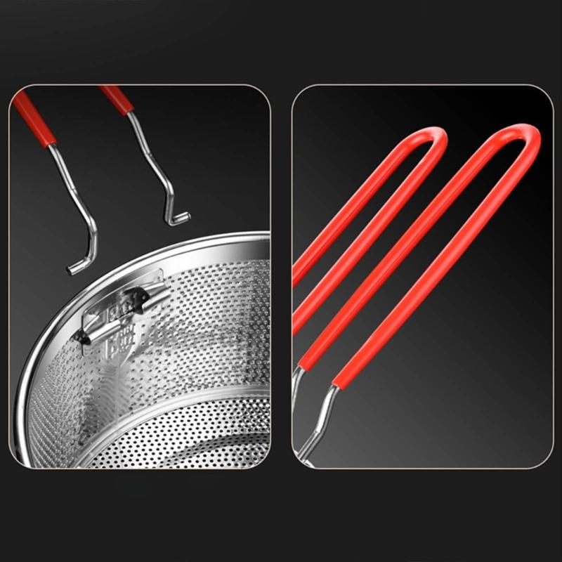 Large Capacity Oil Filter Basket for Outdoor BBQ Restaurant Cooking Deep Fry Basket Stainless Steels Round Wire Mesh