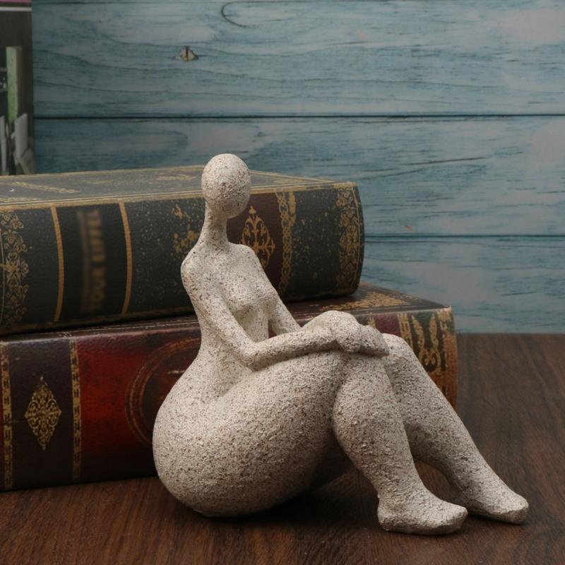 Contemporary Abstract Woman Statue Home Decoration Sandstone Resins Lady Figurine Sculpture for Home Office Decoration