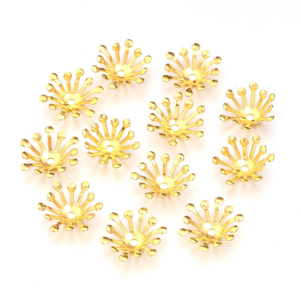 100pcs 13mm Flower Bead Caps Metal Iron Spacer Beads End Caps For Jewelry Making DIY Bracelets Necklace Decoration Accessories