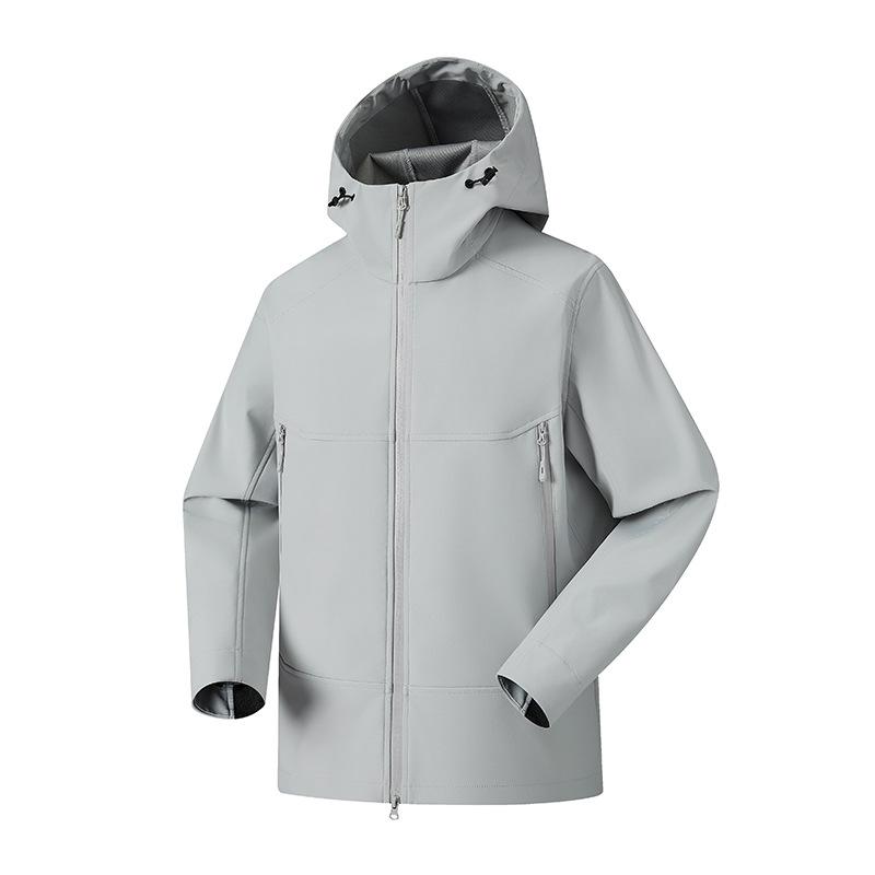 New 3D Cut Windproof Waterproof Hooded Softshell Jacket for Couples - Spring/Autumn Mountaineering