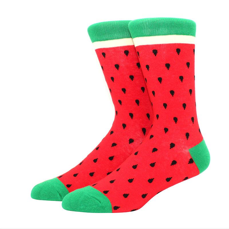 1 Pair of  Fun Men Socks Casual Cartoon Fruit Banana Flamingo Lemon Egg Sloth Pizza Happy Harajuku Skateboard Socks