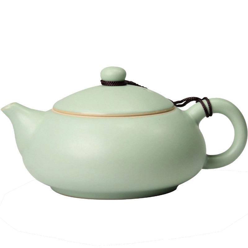 Celestial Green Ru Kiln Teapot High-grade Imitation Song Ru Porcelain Small Pot Retro Hand Grab Pot Ceramic Kung Fu Tea Set
