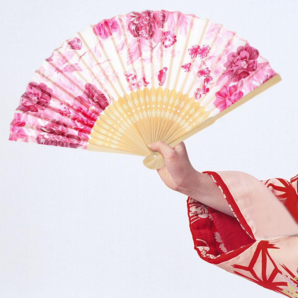 10 Pcs Hand Held Folding Fan Summer Vintage Bamboo Folding Fan Women Craft Silk